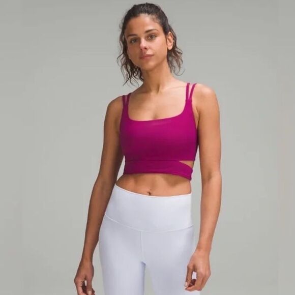 EEUC Lululemon Ribbed Nulu Strapped Yoga sports Bra Magenta Purple sz 6 - Picture 5 of 5